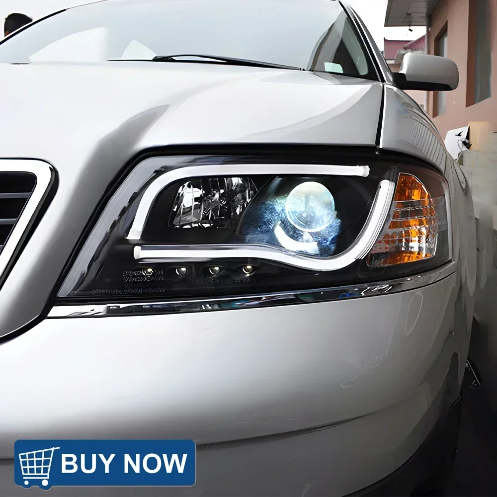 لأودي A6 A6L C4 1997-2004 LED مجموعة مصابيح السيارة الأمامية ترقية عيون الملاك نمط ثنائية البؤرة عدسة السيارات المصابيح الأمامية اكسسوارات #3