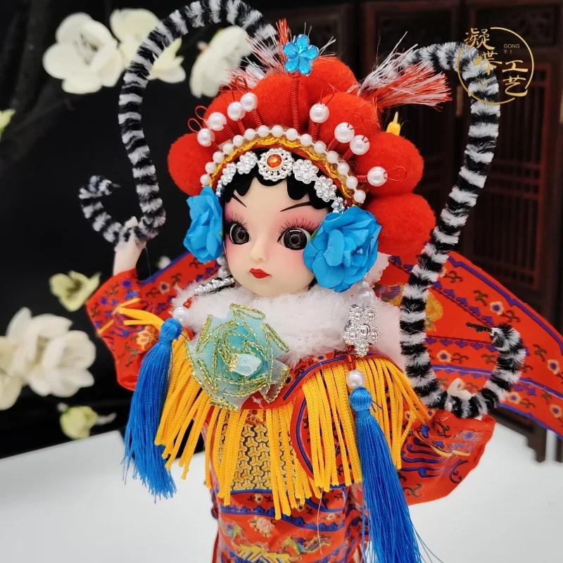 Chinese Silk Doll Peking Opera Play Doll 9-Inch Medium Cartoon Ornaments National Fashion Small Gift Special Crafts S Backpack C