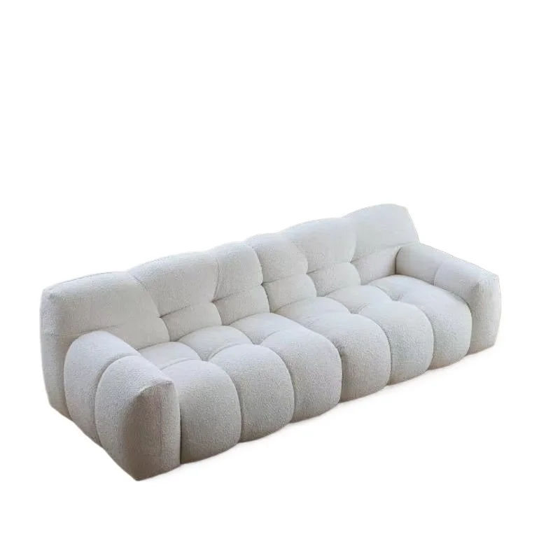 

French retro cream three-person sofa modern light luxury simple chenille module cotton and linen sofa chair