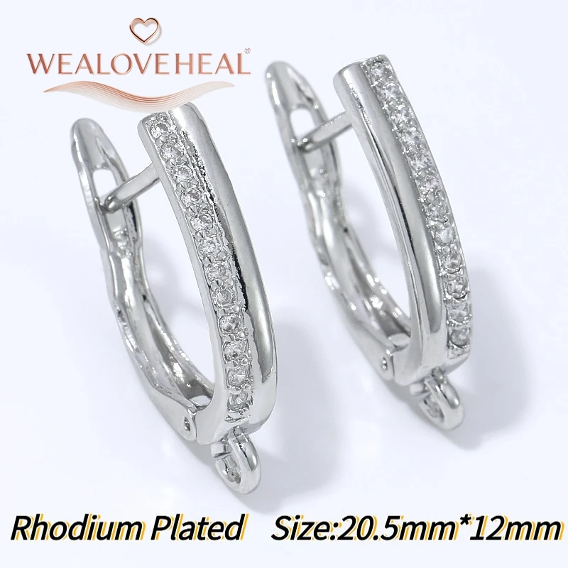 schmuckherstellung zubehör, 1 Paar 18K vergoldete Messing-Ohrringhaken mit rechteckigem Hebelverschluss, Baguette-Zirkonia-Mikropavé, offener Schlaufen-Anhänger für die Ohrringherstellung – Detail 26