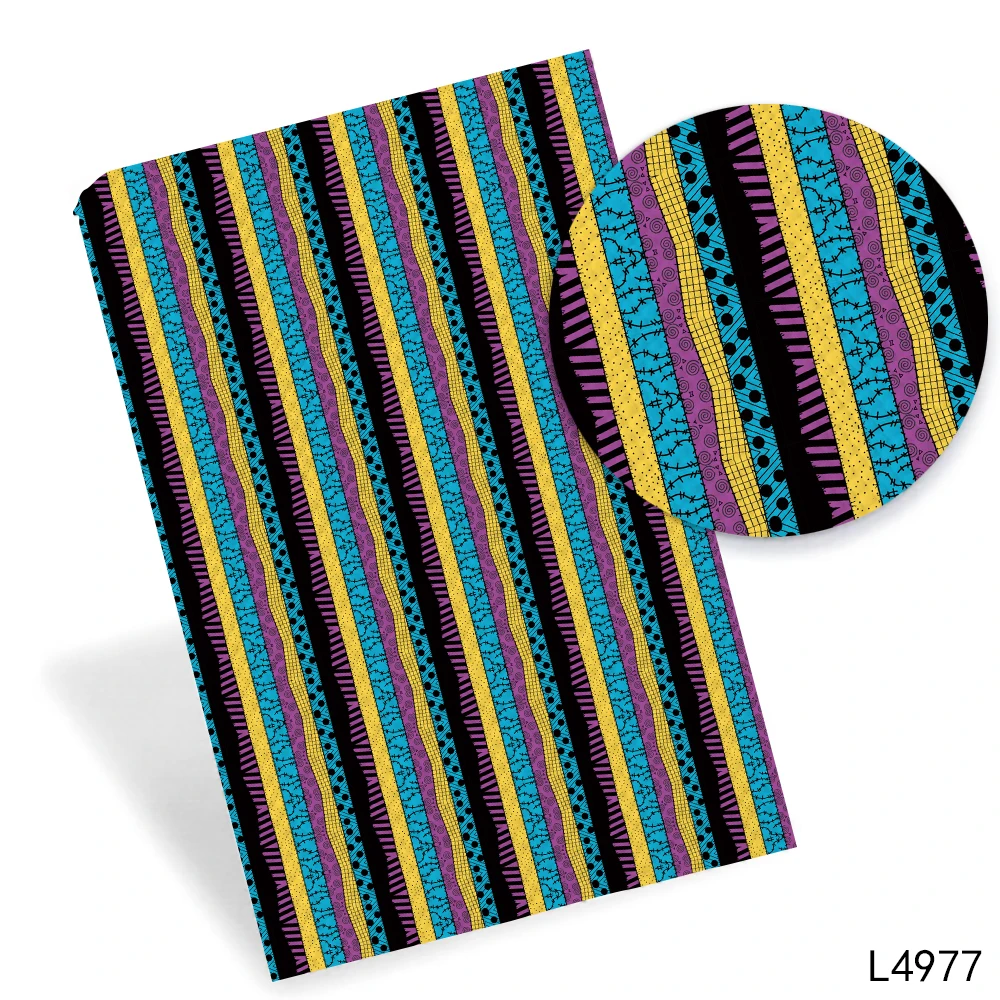 

Disney Cartoon the Nightmare before Christmas Faux Leather Printed for Bows DIY Craft Materials Accessories 30x136CM