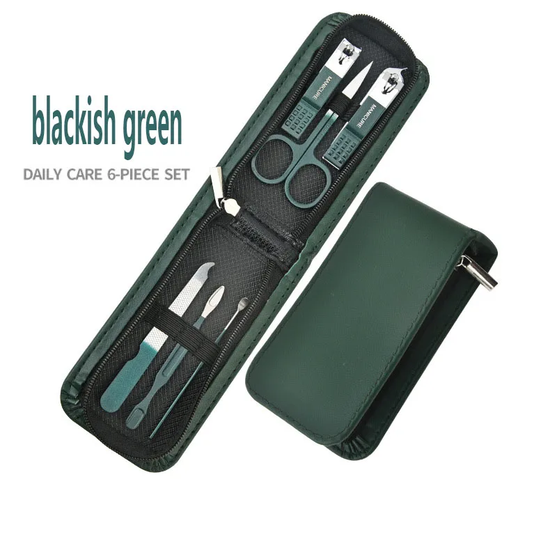 - 6-9 Pcs Manicure Set With Leather Case Professional Foot And Face Care Tool Kits Stainless Steel Nail Clipper Sets Gift