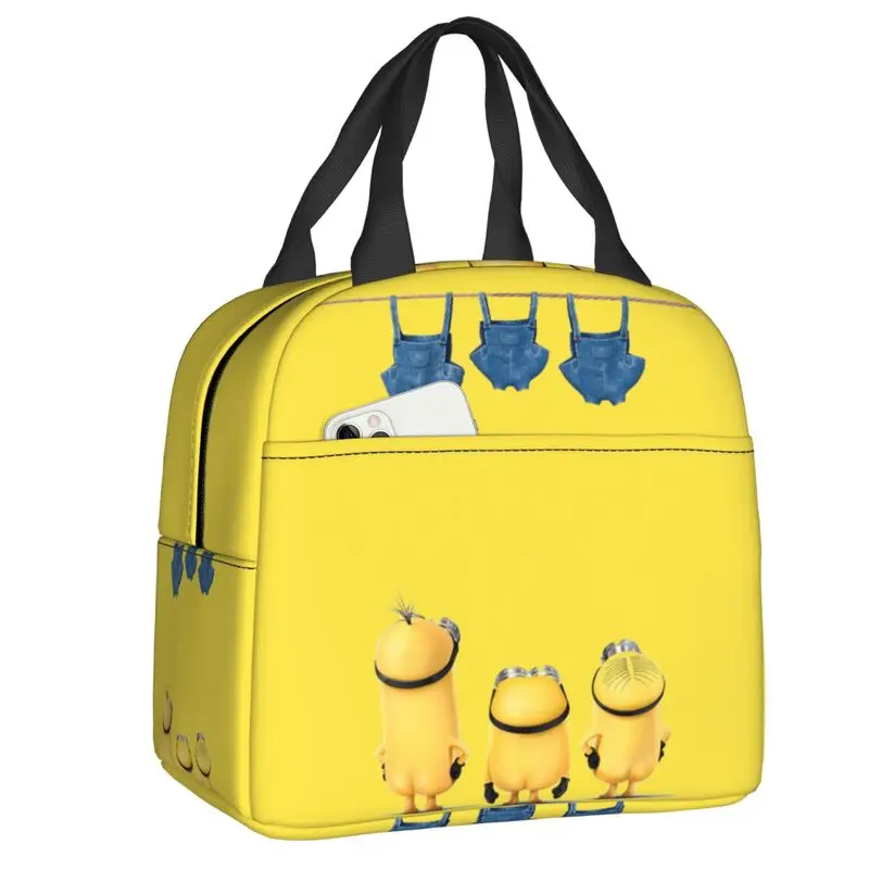 Custom Minions Bonito Isolado Lunch Bags, Anime Reutilizável Térmico Cooler, Lancheira de comida, Crianças escolares, Mulheres