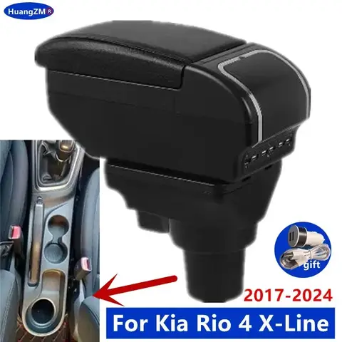 For Kia Rio 4 Armrest For Kia Rio X X-Line Car Armrest Auto Storage Box Car Accessorie Retrofit parts Interior details 2017-2024