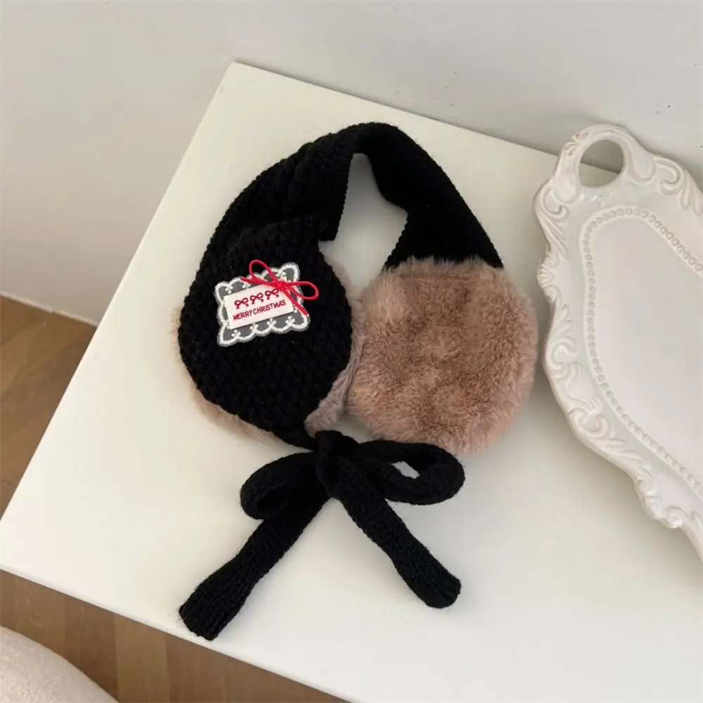 Ear Warp Lace label Autumn Winter Earmuffs Windproof Knitted Ear Muffs Multi-functional Thickened Children Scarf