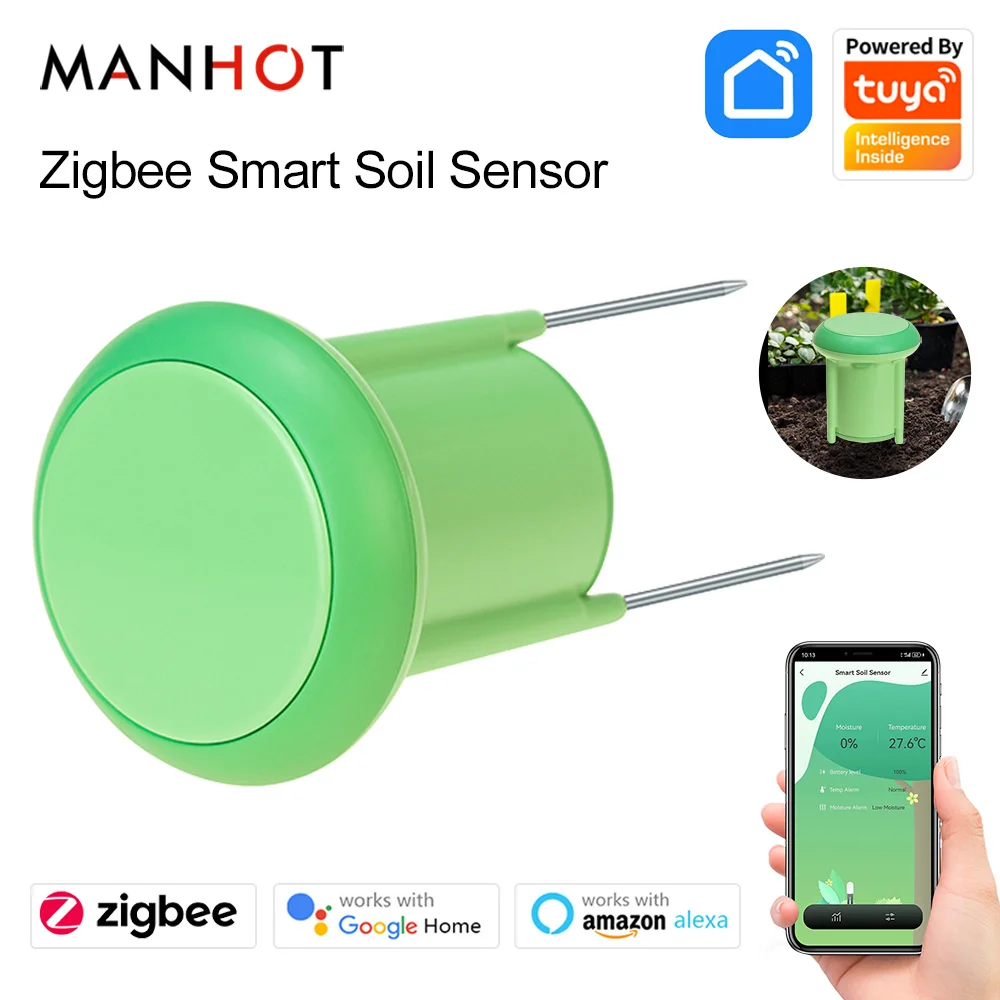 Tuya Smart Zigbee Soil Temperature And Humidity Sensor for Detector Plant Soil Moisture Monitor Work with Alexa Google Assistant