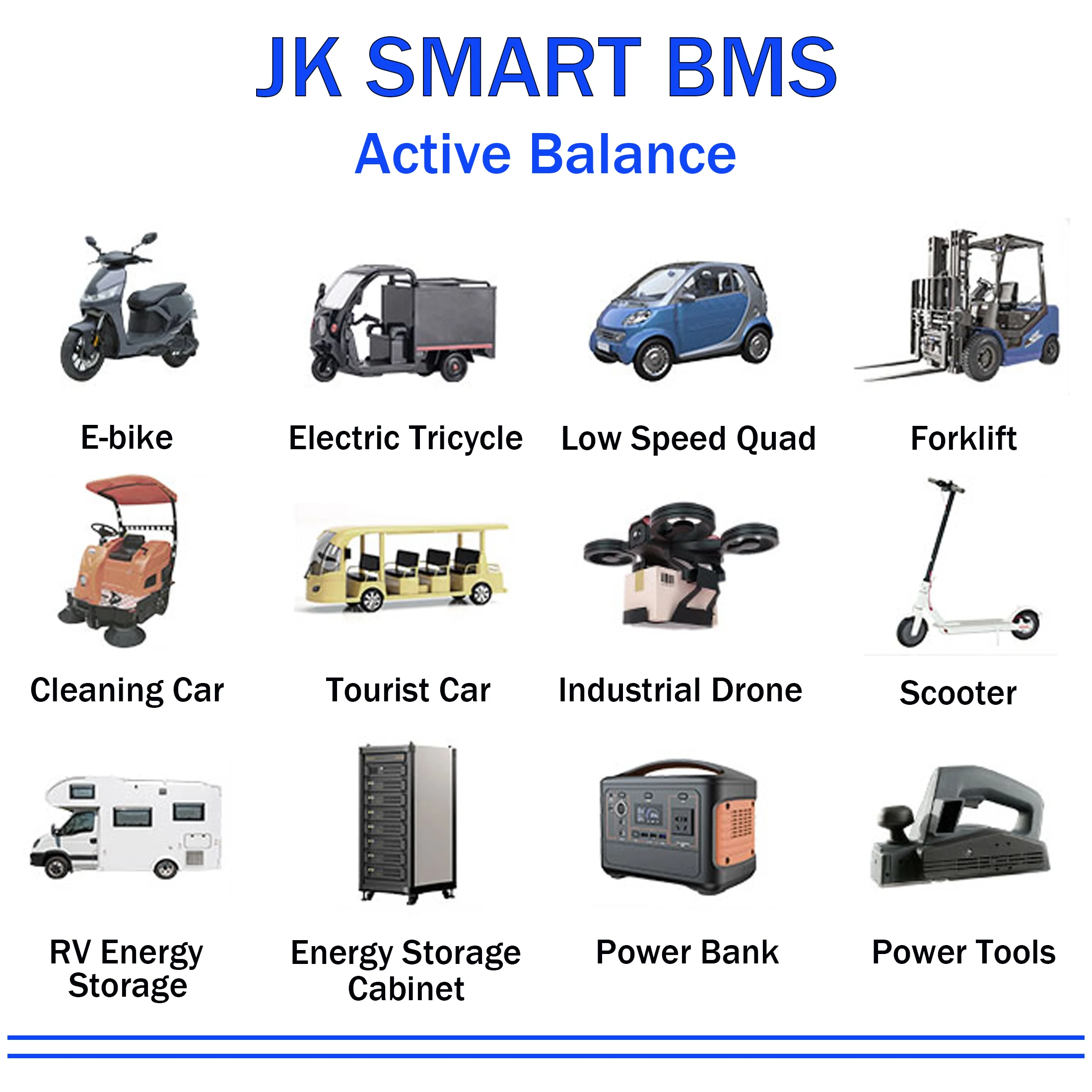 JK BMS JK-B1A8S10P JIKONG Smart 1A Active Balance 18650 4S Lifepo4 Battery 5S 6S 7S 8S 24V 100A 48V BT Li-ion LTO Camping Ebike