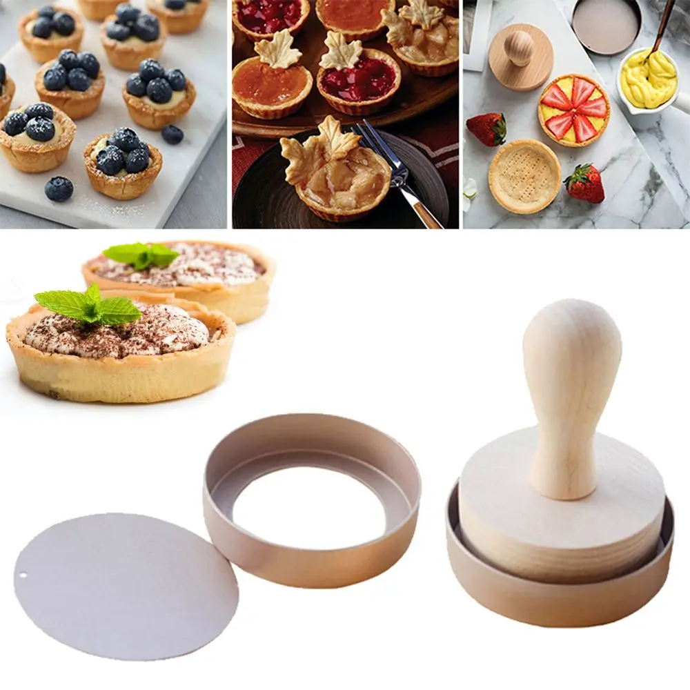 Küche 3,5 zoll Lose Boden Dessert Aluminium Legierung Holz Griff Kuchen Form Kuchen Pan Kuchen Form Gebäck Drücker