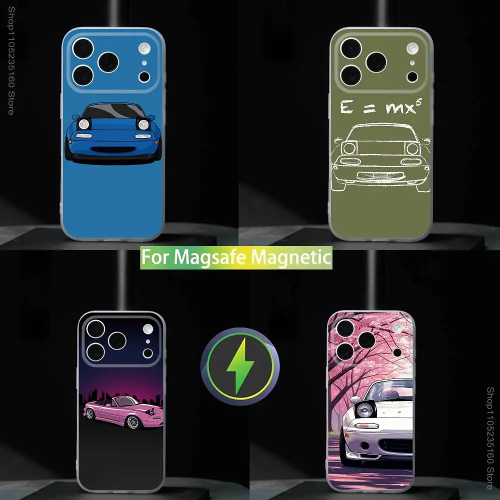 

Cute M-Miata Car M-X5 Cartoon For iPhone 11,12,13,14,15,16,17,Pro,Max,Plus,Mini,SE4,E Phone Case Magnetic For Magsafe Wireless