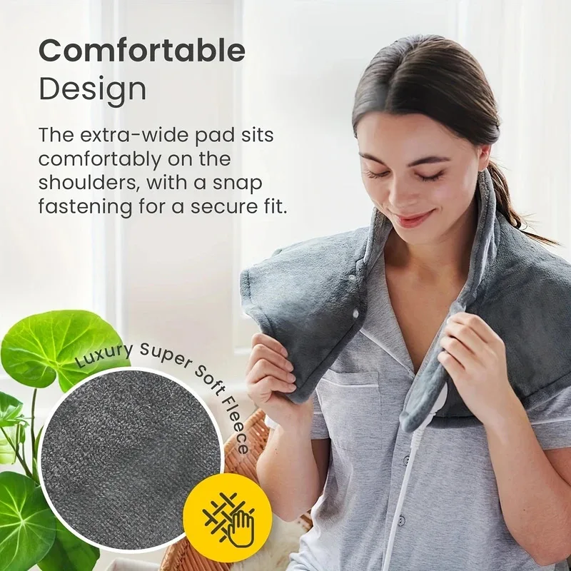 

heating pad, 6Heat Levels, 4 Timer Settings, Auto Shut-off, Rapid Heating, Enhanced with LCD Display