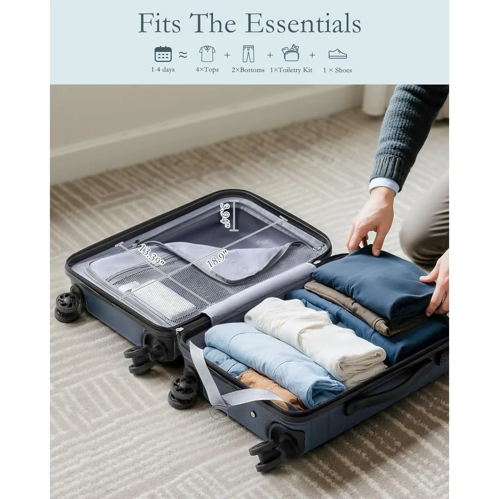 Juego de equipaje de 3 piezas con maleta de mano giratoria de 20 pulgadas, maleta rígida y mochila de viaje - Azul verde azulado