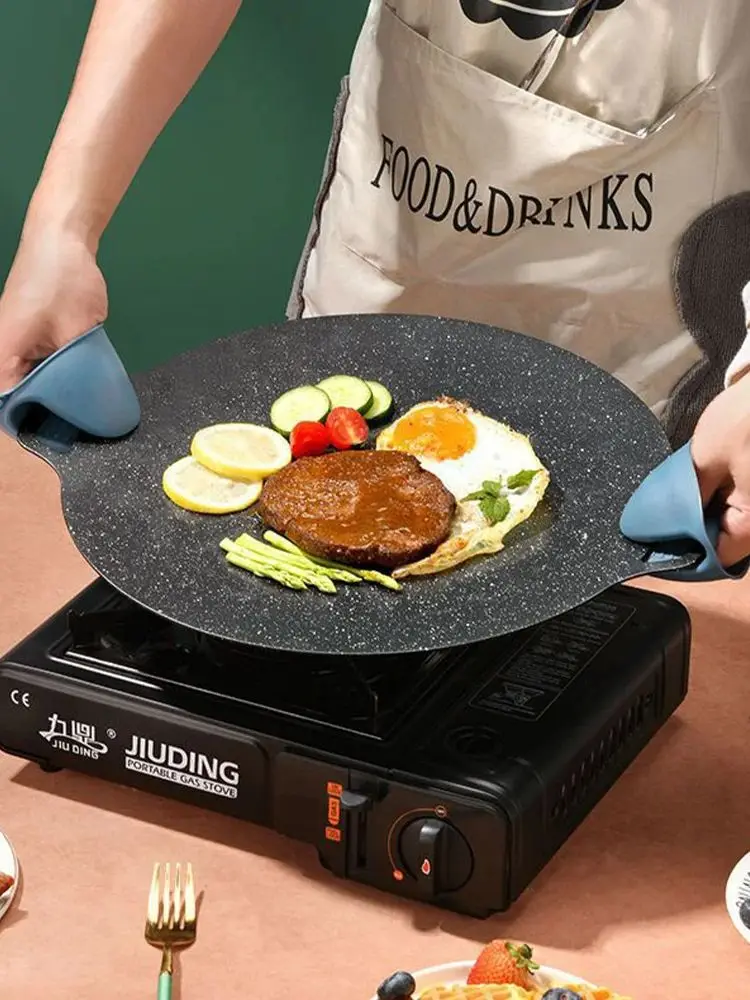 Plaque de barbecue de cuisson polyvalente avec conception antiadhésive, conduction uniforme de la chaleur, facile à nettoyer et à transporter pour les amateurs de barbecue