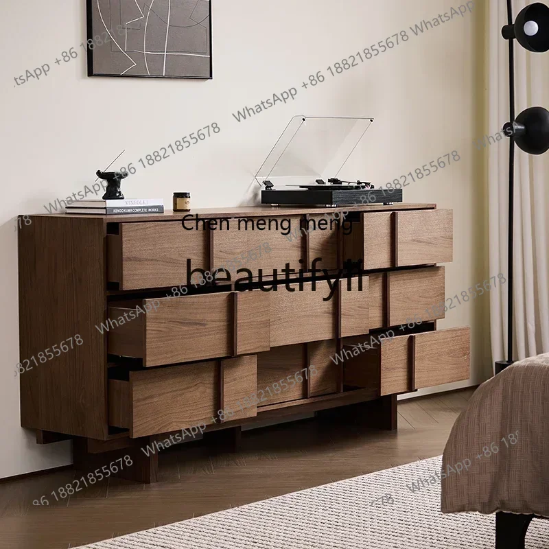 SS ss7486 Walnut color dresser chest cabinet integrated bedroom modern simple solid wood dining side cabinet integrated multi-fu