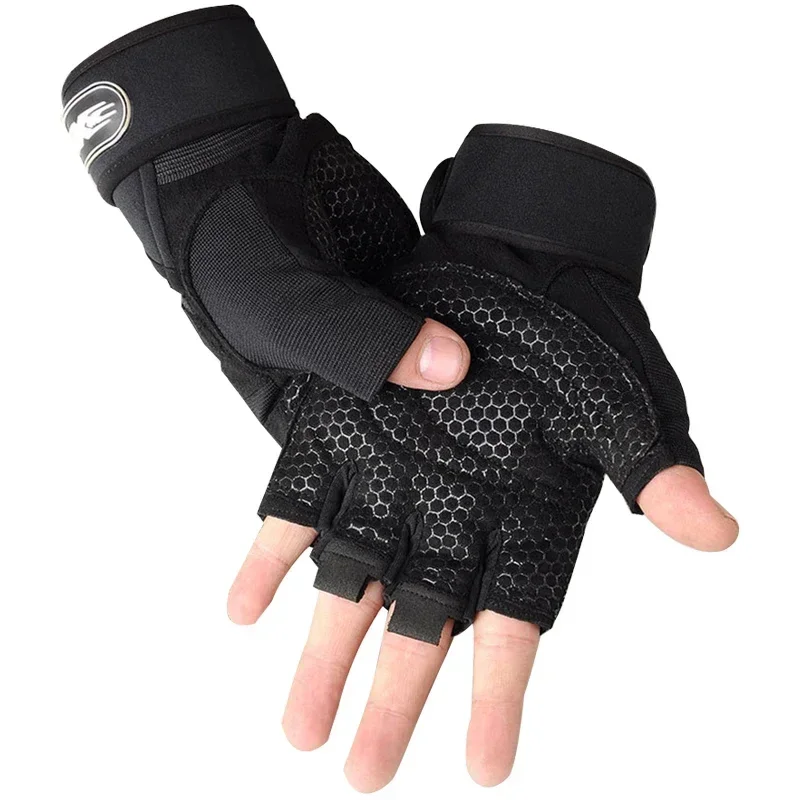 

Half Finger Non - Slip Weightlifting Sports Gloves with Extended Wrist Support for Heavyweight Training Bodybuilding Men