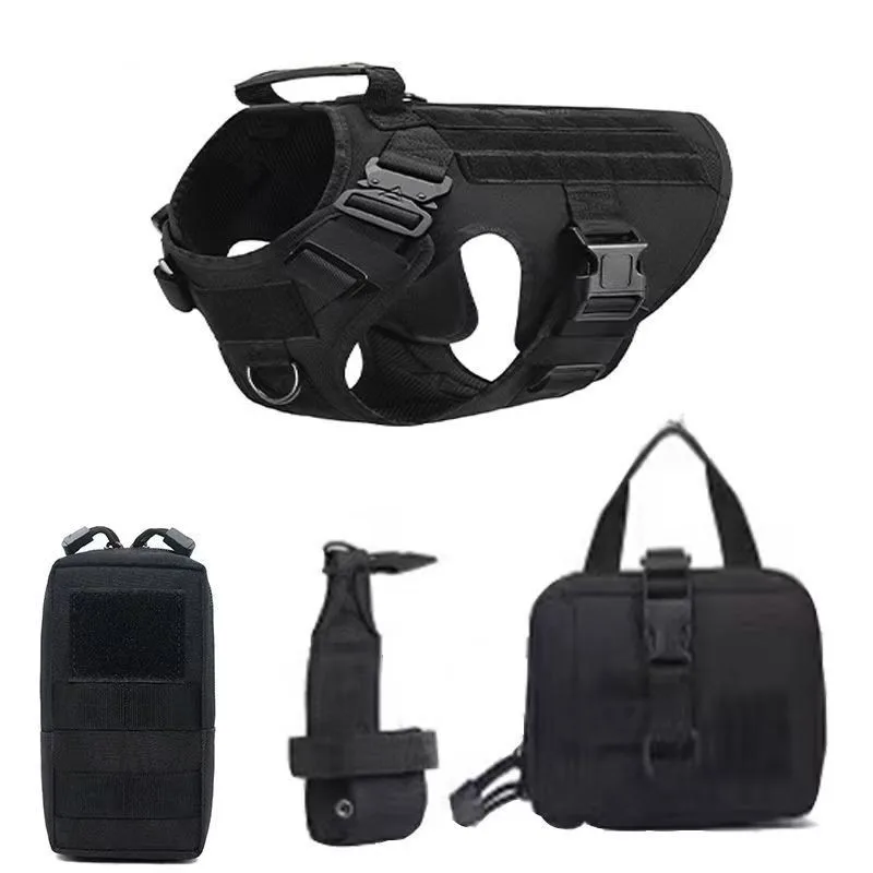 

Dog Harness for Large Dogs Collar Leash Pouch Military Harnesses French Bulldog Pet Tactical Training Vest Dog Accessories