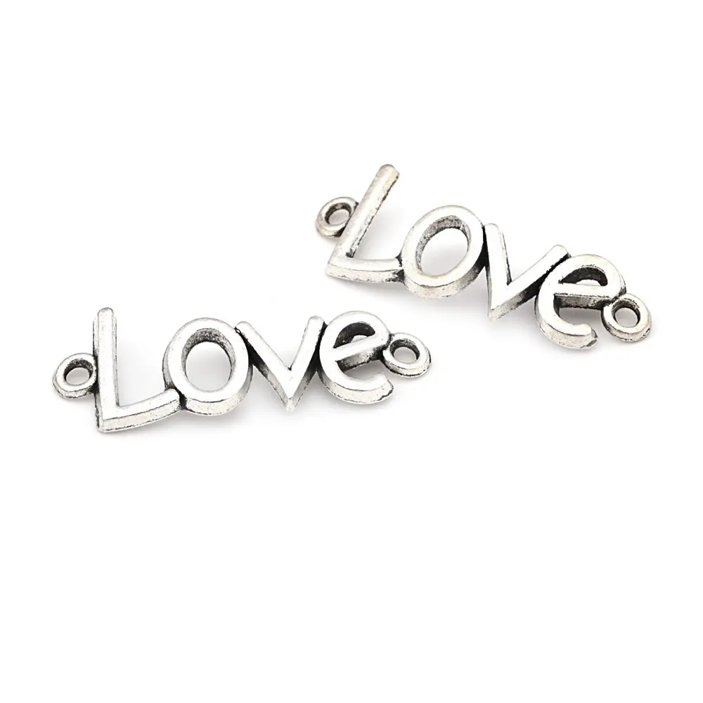 20PCS Antique Silver Zinc Alloy Love Connect Charms Diy Jewelry Making Supplies Necklace Bracelets Accessories for Women