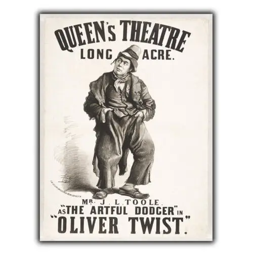 1e,OLIVER TWIST Play QUEEN;S THEATRE METAL SIGN WALL PLAQUE Vintage Musical advert