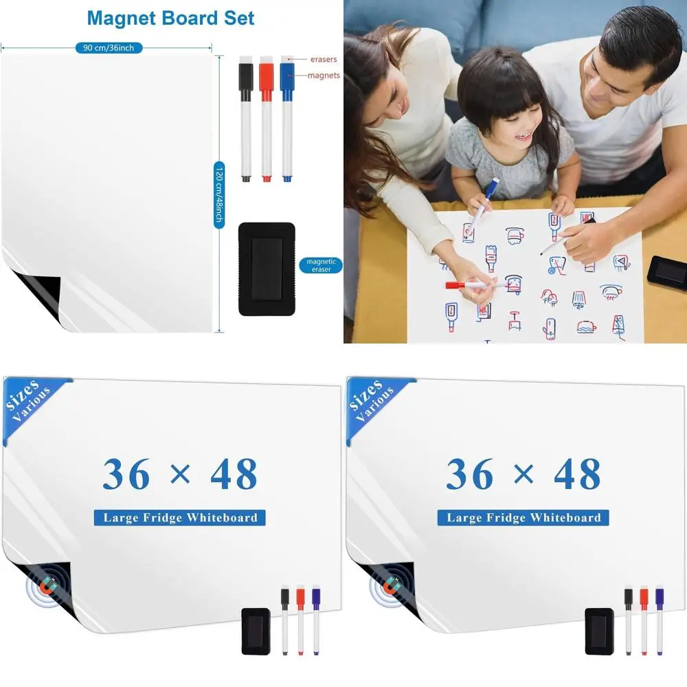 لوح مسح جاف مغناطيسي كبير مقاس 36 × 48 للمطبخ، ومخطط عائلي وقائمة المهام مع علامات وممحاة #1