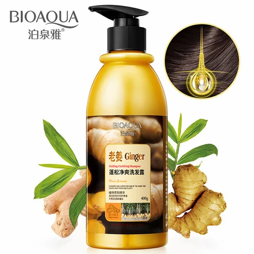 BIOAQUA 남녀공용 생강 보습 샴푸, 오일 관리, 비듬 방지, 가려움 방지, 리페어 드라이 샴푸, 헤어 케어, 400ml 