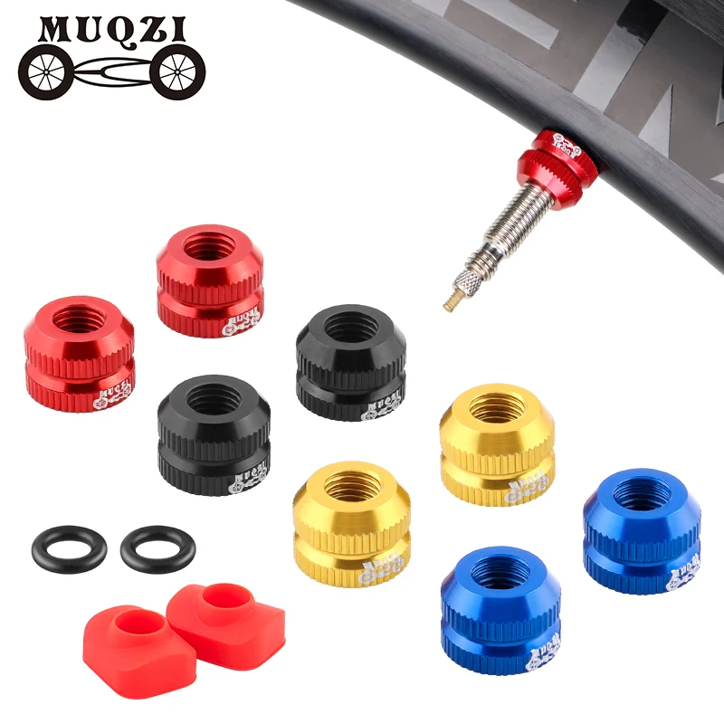 MUQZI 2PCS Tire Valve Nut MTB Road Bike Tubeless Rim Ultralight Aluminium Alloy Presta Valve Protection Screw Valve Fixed Washer