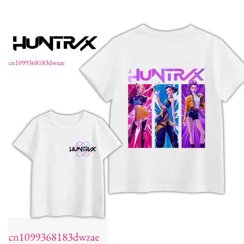 

Футболки KPop Demon Hunters для мальчиков и девочек, модные детские топы с коротким рукавом в стиле аниме и мультфильмов, одежда для детей, подарки, полиэстеровые футболки