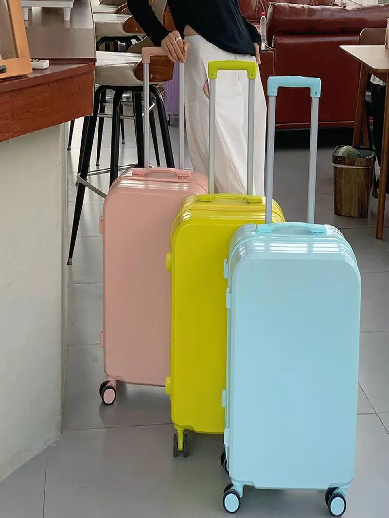 pure-color-luggage-suitcase-20-inch-pull-rod-boarding-box-men-women-students-handheld-password-lock-abs-material