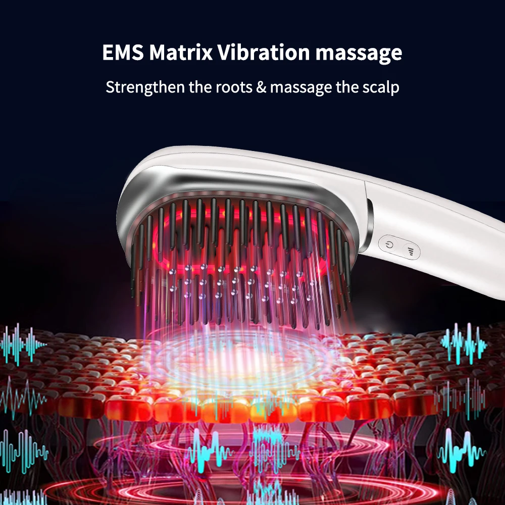 2025 New Red LED Laser Hair Growth Comb Personal Care Electric Vibrating Massage Scalp Massager Hair Serum Leading-In