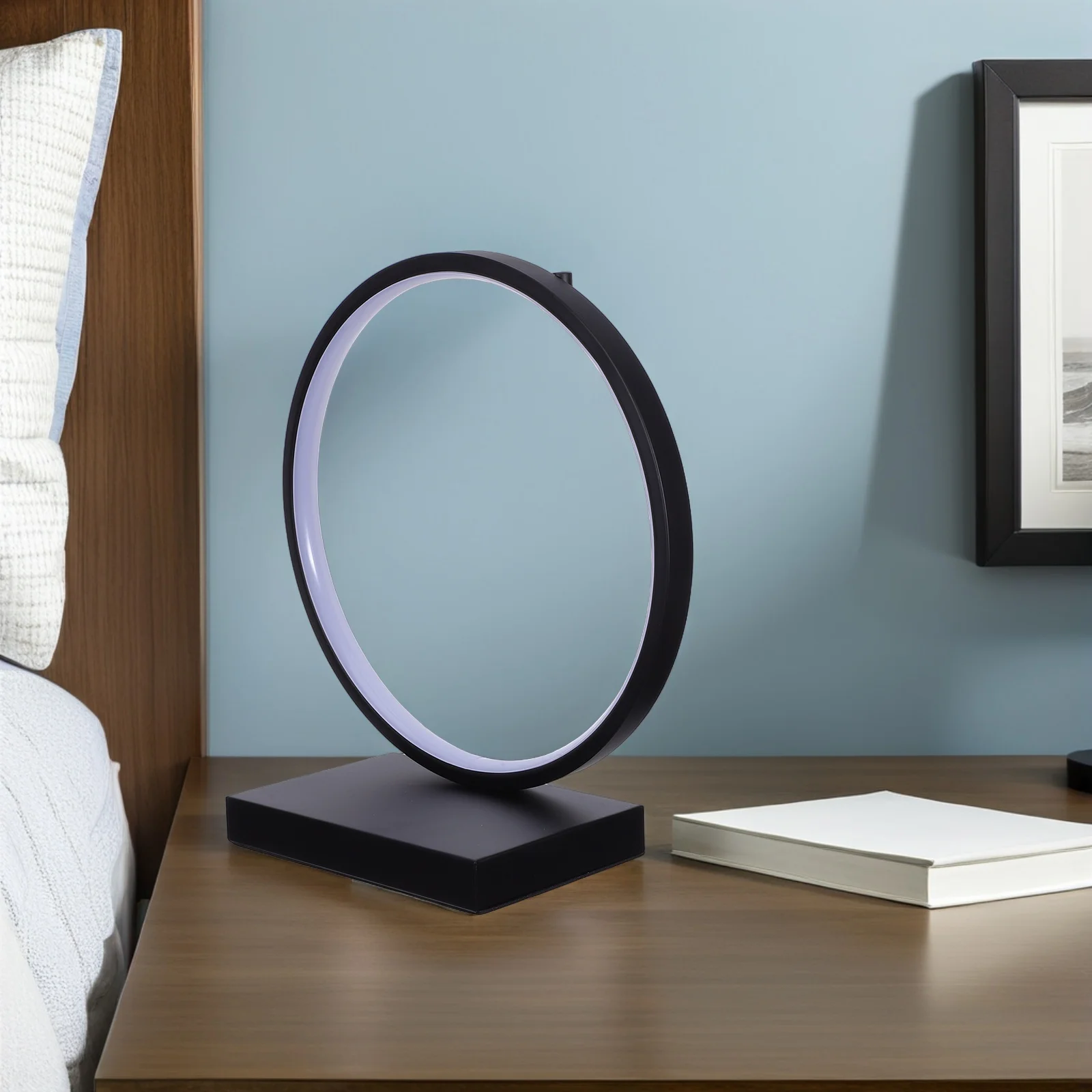 

LED Circle Light Round Table Lamp with Zen-Inspired Aesthetic Dimmable Night Light for Bedside Desk Home Office Decoration