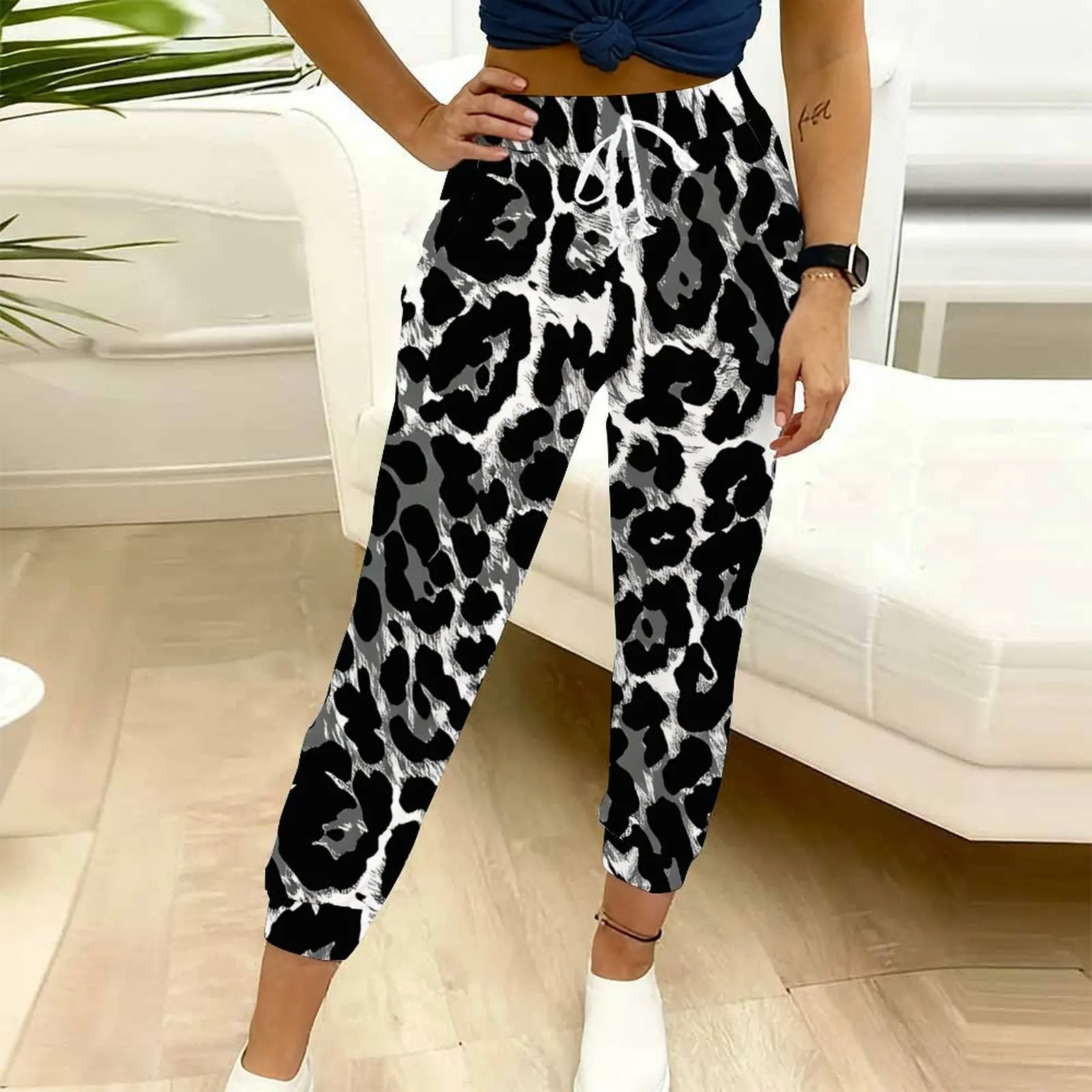 Women's Casual  Gradient Leopard Print Drawstring Pocket Pants Classic Women's Casual Jogger Pants Everyday Casual Wear
