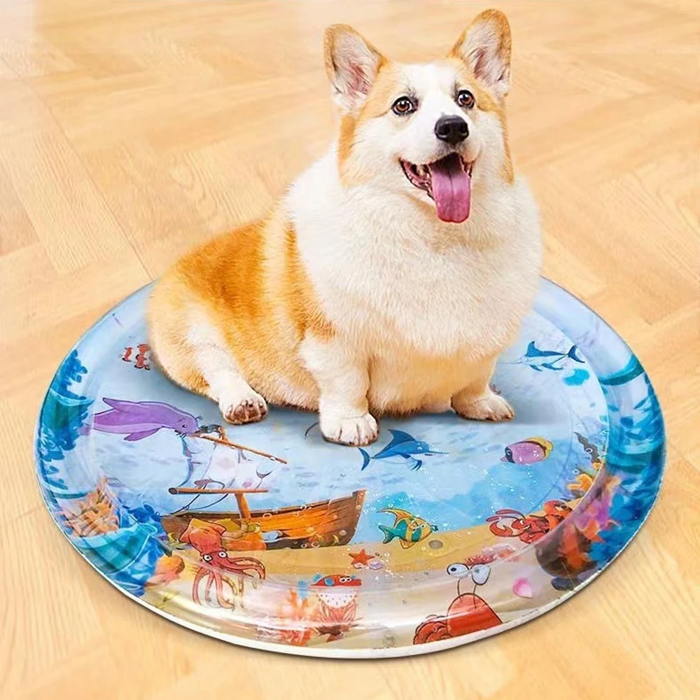 Print Dog Mat Cooling Summer Pad Mat for Dogs Cat Blanket Sofa Pet Dog Bed Summer Water Injection Pad for Small Medium Large Dog