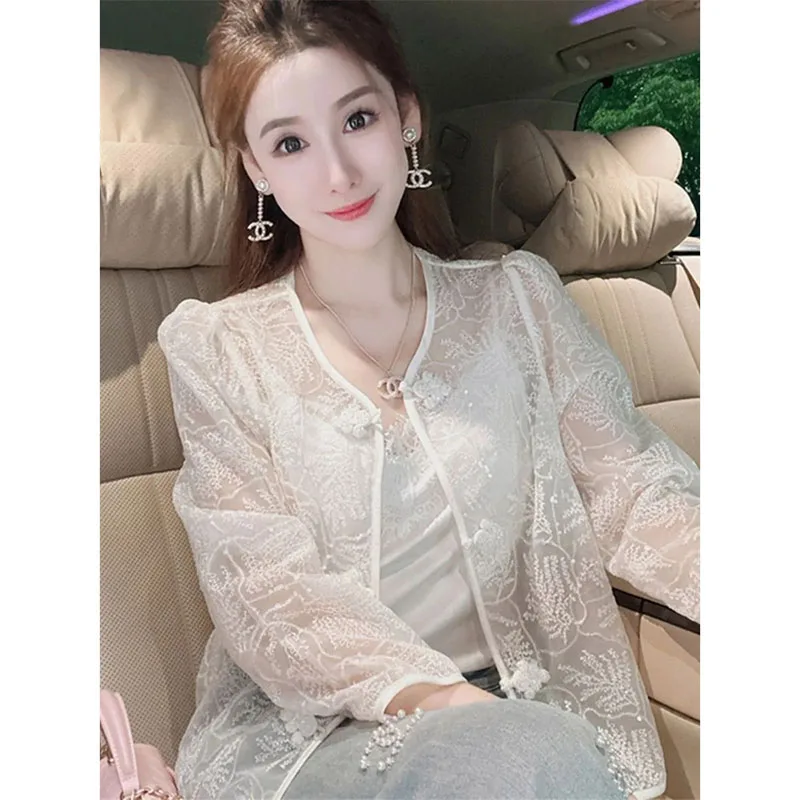 

New Chinese Style National White Shirt Coat New Coat Design Sense Niche Shirt Spring And Summer New Women's Clothing