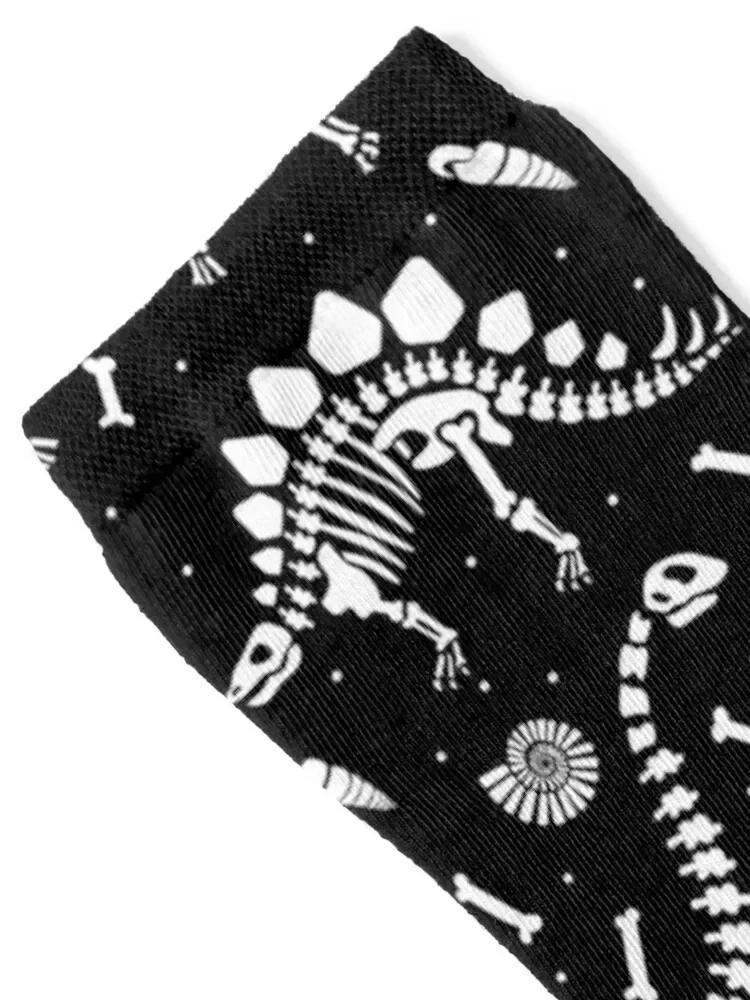 Dinosaur Fossils - Black and White Socks custom sports japanese fashion Women's Socks Men's