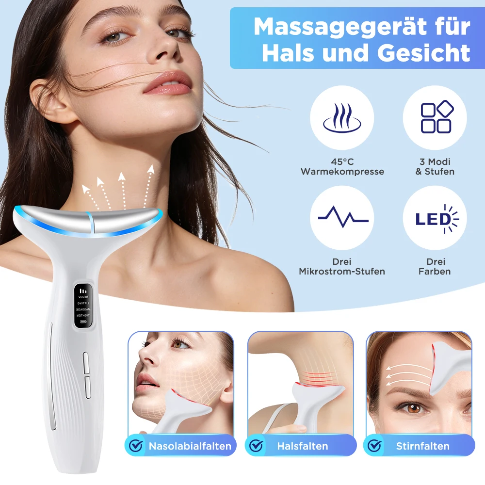 

3 Colors LED Light Microcurrent Face Neck Lift Beauty Device Facial Machine Home Use Double Chin Remover Beauty Tech
