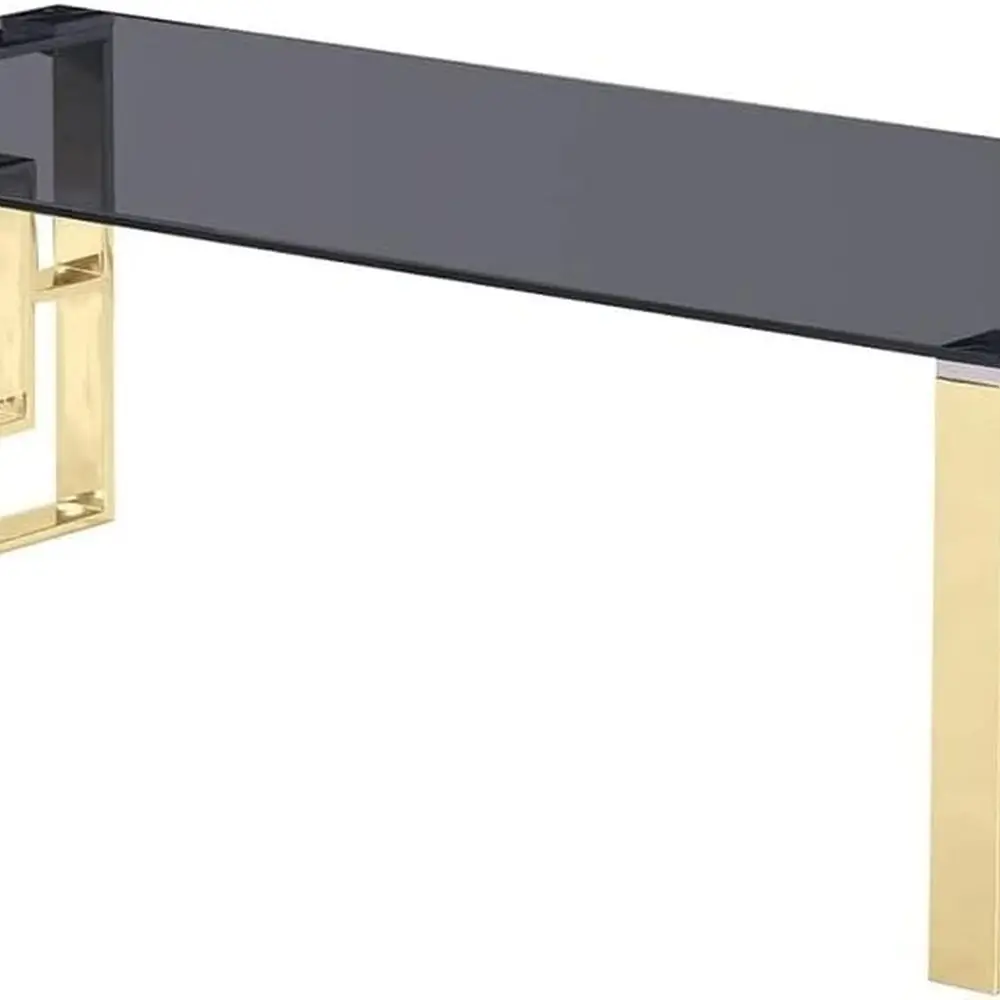 

Elegant Gold Mallory Stainless Steel Coffee Table with Smoked Glass Top