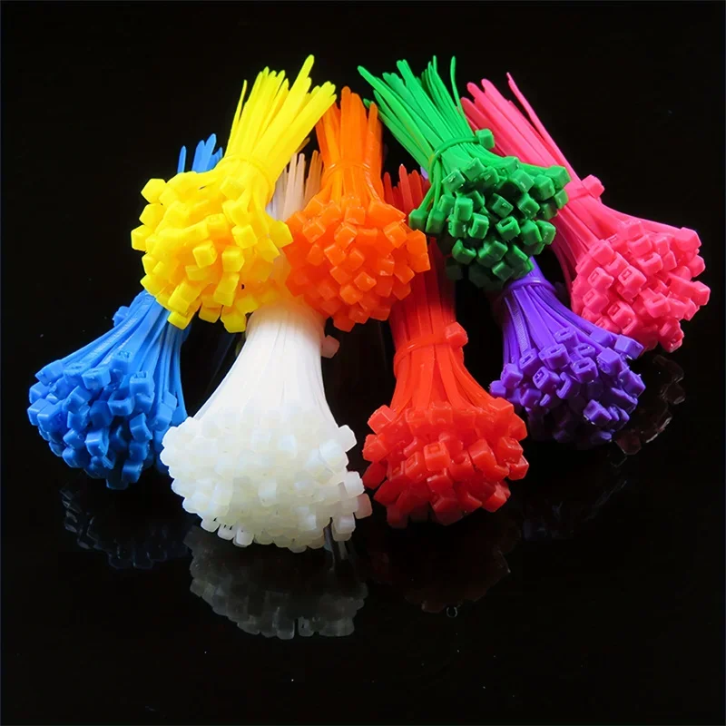 100Pcs/pack 4*200mm width 2.7mm Colorful Factory Standard Self-locking Plastic Nylon Cable Ties,Wire Zip Tie