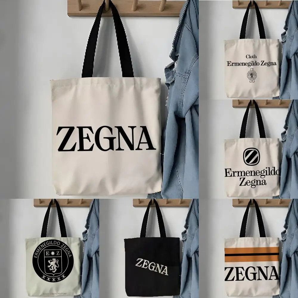 Bolsas de almacenamiento, bolso de hombro escolar de lona estética, bolsa de compras ligera, estilo masculino de alta gama E-Ermenegildo Zegna 1