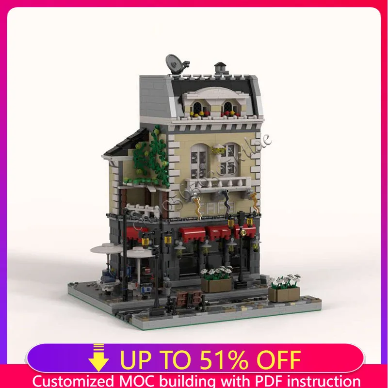 

New 1446 PCS MOC Restaurant High Rise Building Blocks Model Children Puzzle Educational Assembly Popular Birthday Surprise Gifts