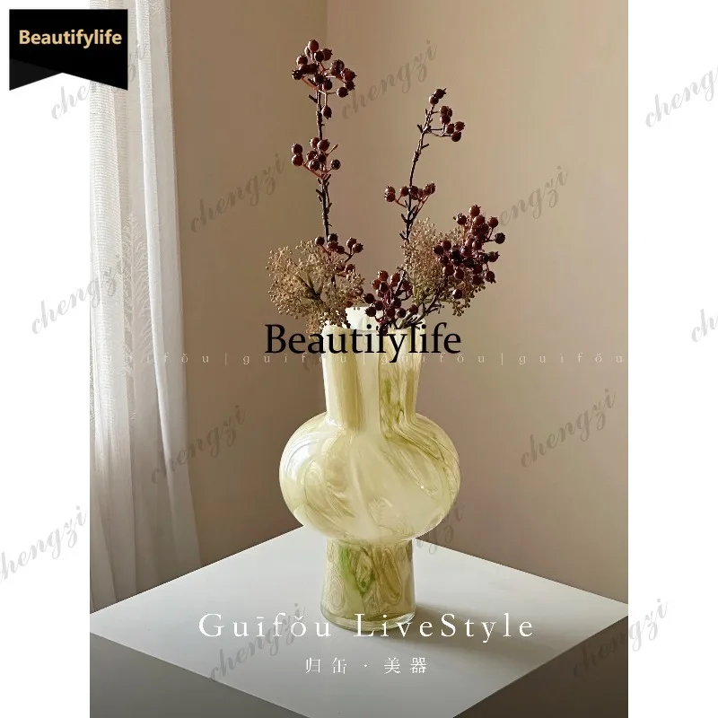 D80 wabi-sabi wind large diameter rich bamboo flower arrangement vase medium ancient art flower sensory device