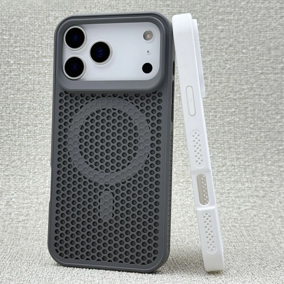 Чехол для iPhone 17 Pro Max, сотовый рассеиватель тепла, дышащая магнитная задняя крышка с беспроводной зарядкой для iPhone 17, воздушный корпус