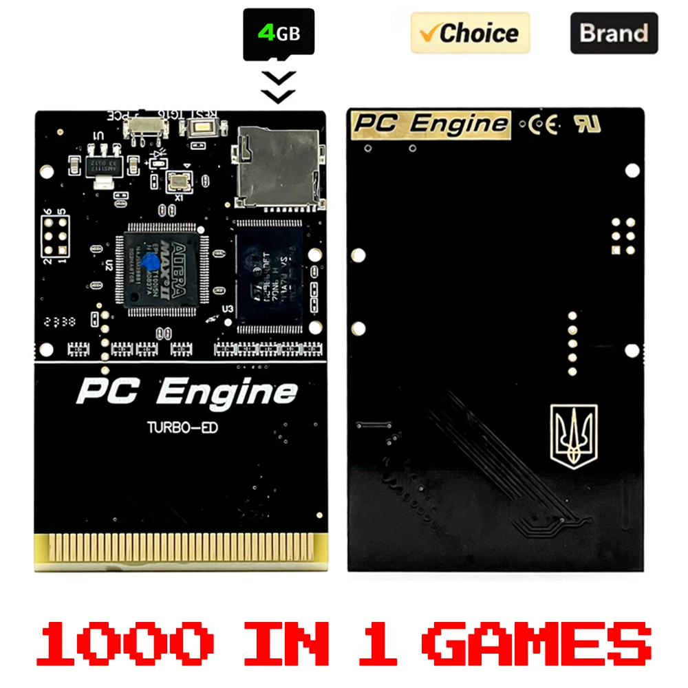 For TURBO ED PCE Card with 4G TF Card 1000+ games For PC-Engine Turbo GrafX and Turbo GrafX Game Console Support NTSC / Pal