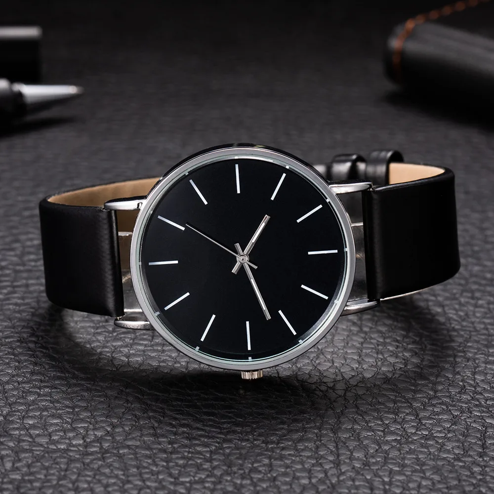 Luxury Brand Men\'s Watches Fashion Metal Round Dial Analog Quartz Wristwatch for Men Women Leather Band Casual Simple Male Clock