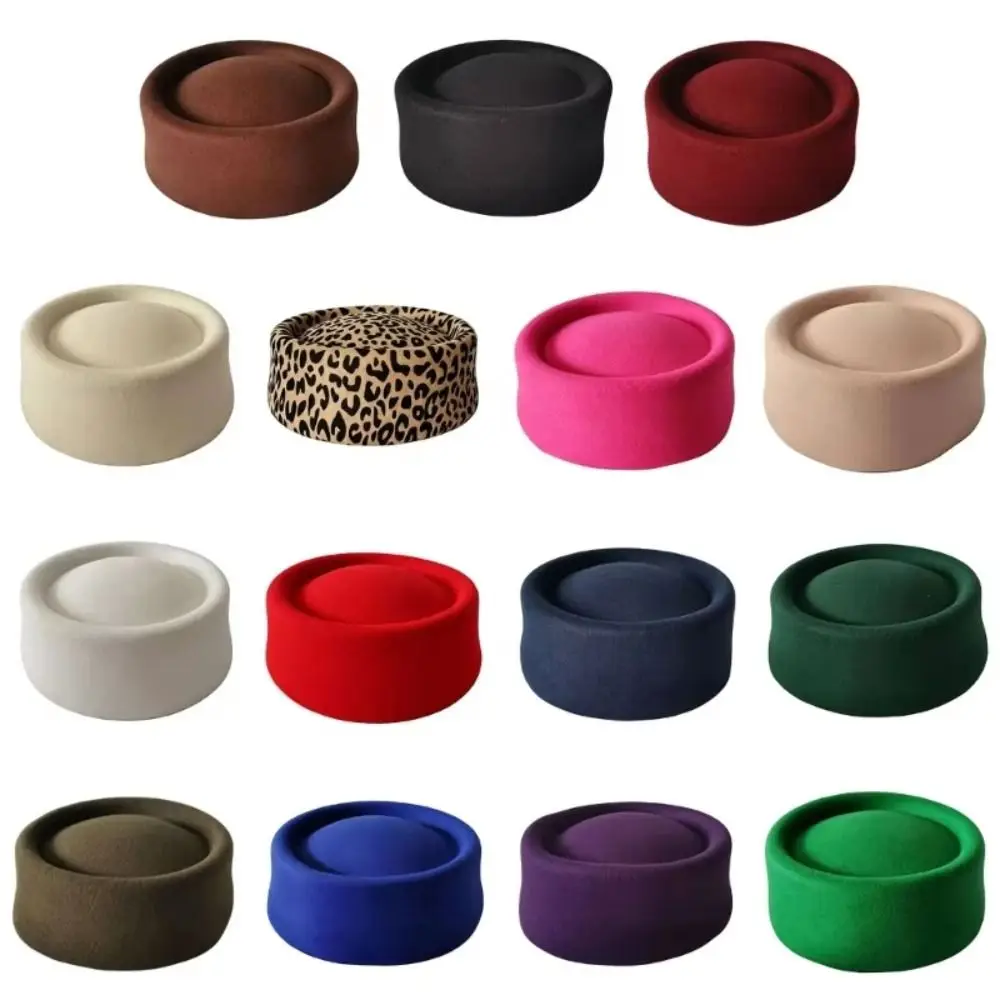 Fashion French Style Pillbox Hat Elegant Fedoras Fedora Hat Solid Color Dome Medicine Box Hat Live Show