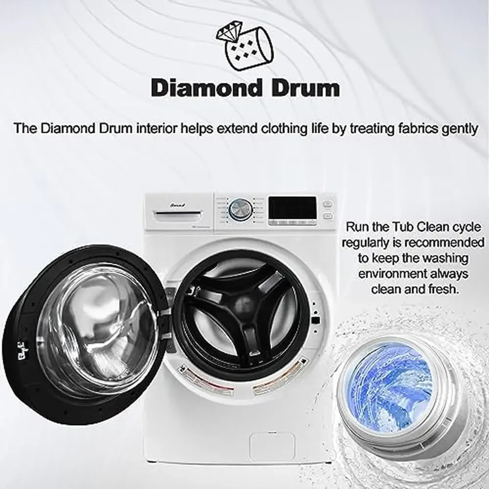 غسالة ذات تحميل أمامي 27 بوصة. 4.5 متر مكعب. قدم. وظائف Steam Water Plus، غسيل سريع، محرك عاكس هادئ، لوحة تحكم باللمس LED