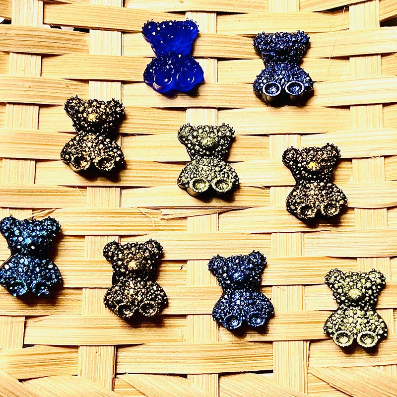 20pcs miniso bling bear cartoon nail charms for diy nail making cute mini resin flatback nail art decoreation