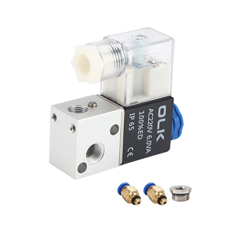 

3V1-M5 3V1-06 AC110V AC220V DC12V 24V Air Compressor Valve 1/8" NC Normally Closed Pneumatic Aluminum Solenoid Valve