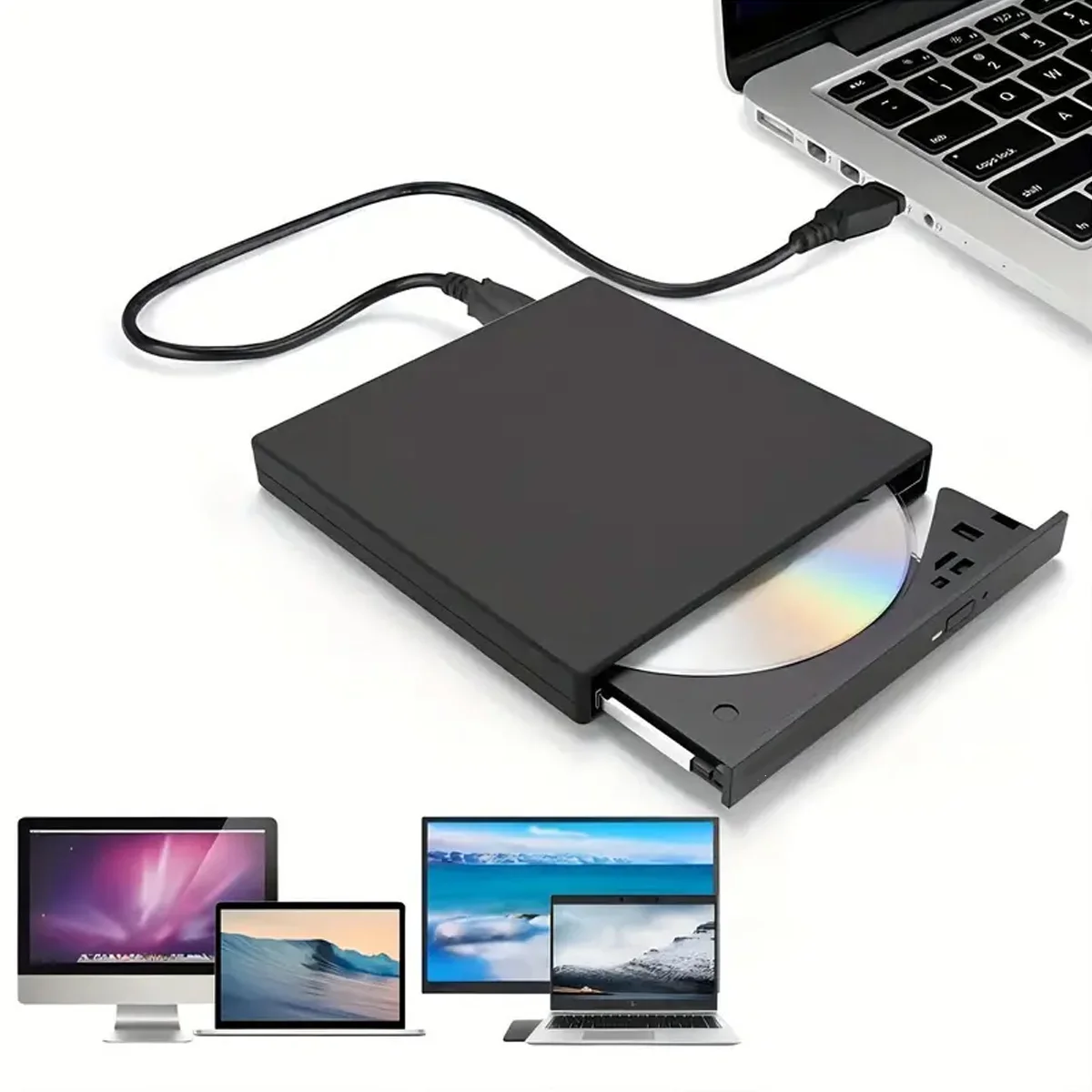 7-in-1 USB 3.0 portable CD/DVD drive: Burn, play, and compatible with laptop/desktop/PC/MAC operating systems!