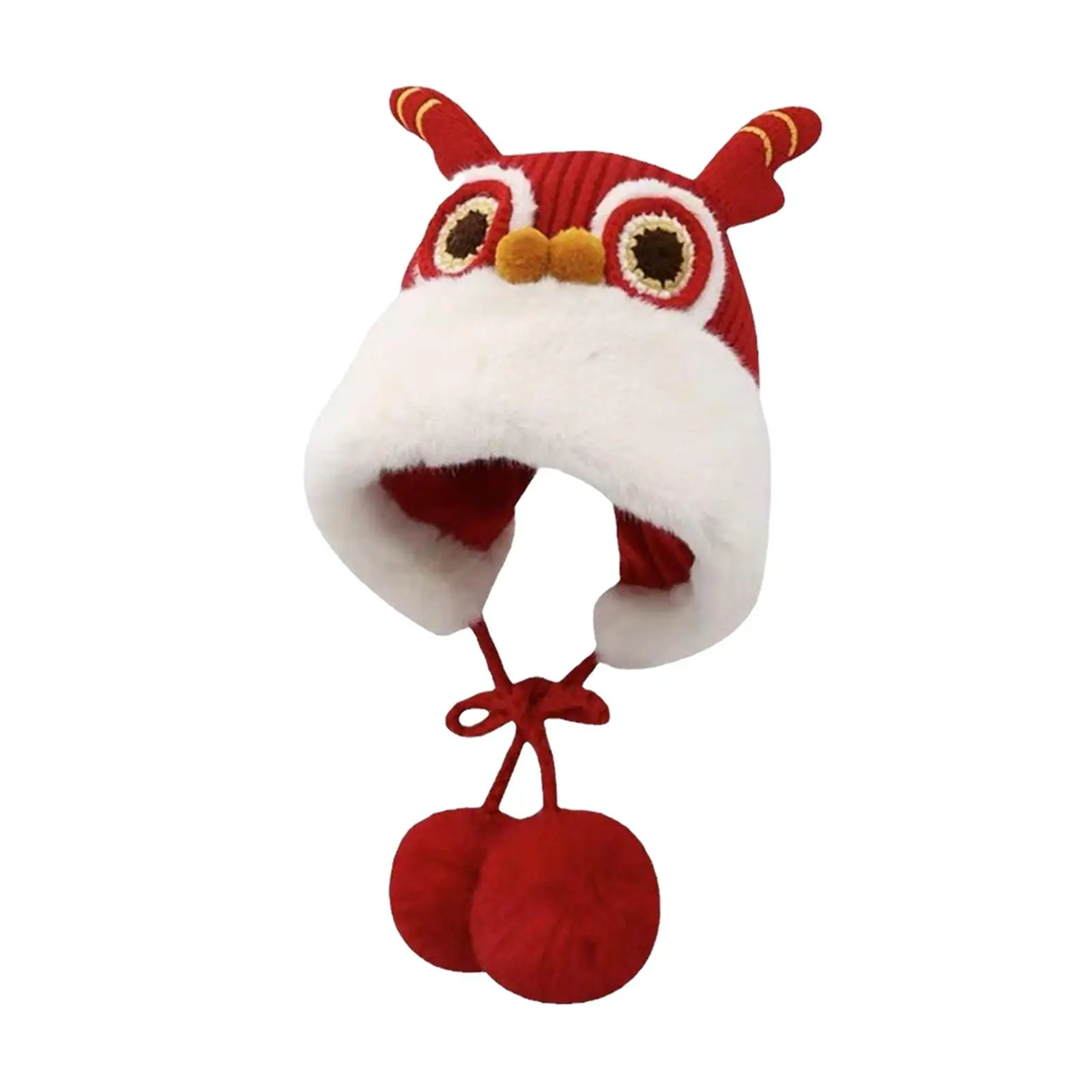 Chinese Lion Dance Hat Decor Cap Comfortable Soft Beanie Headwear for Boys Girls Kids 3-12 Years Old Spring Festival Fancy Dress