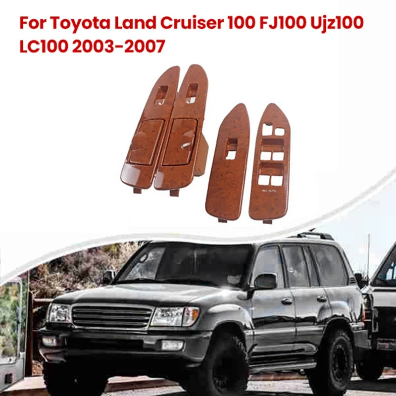 LHD Interior Wooden Window Switch Panel Replacement For Toyota Land Cruiser 100 FJ100 Ujz100 LC100 2003-2007