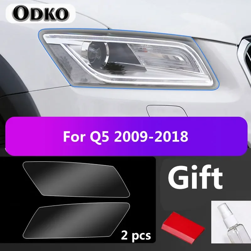 

2Pcs For audi Q5 8R FYCar Covers Headlight Protective Film Transparent Sticker Balck Accessories Anti Scratch Auto Repair