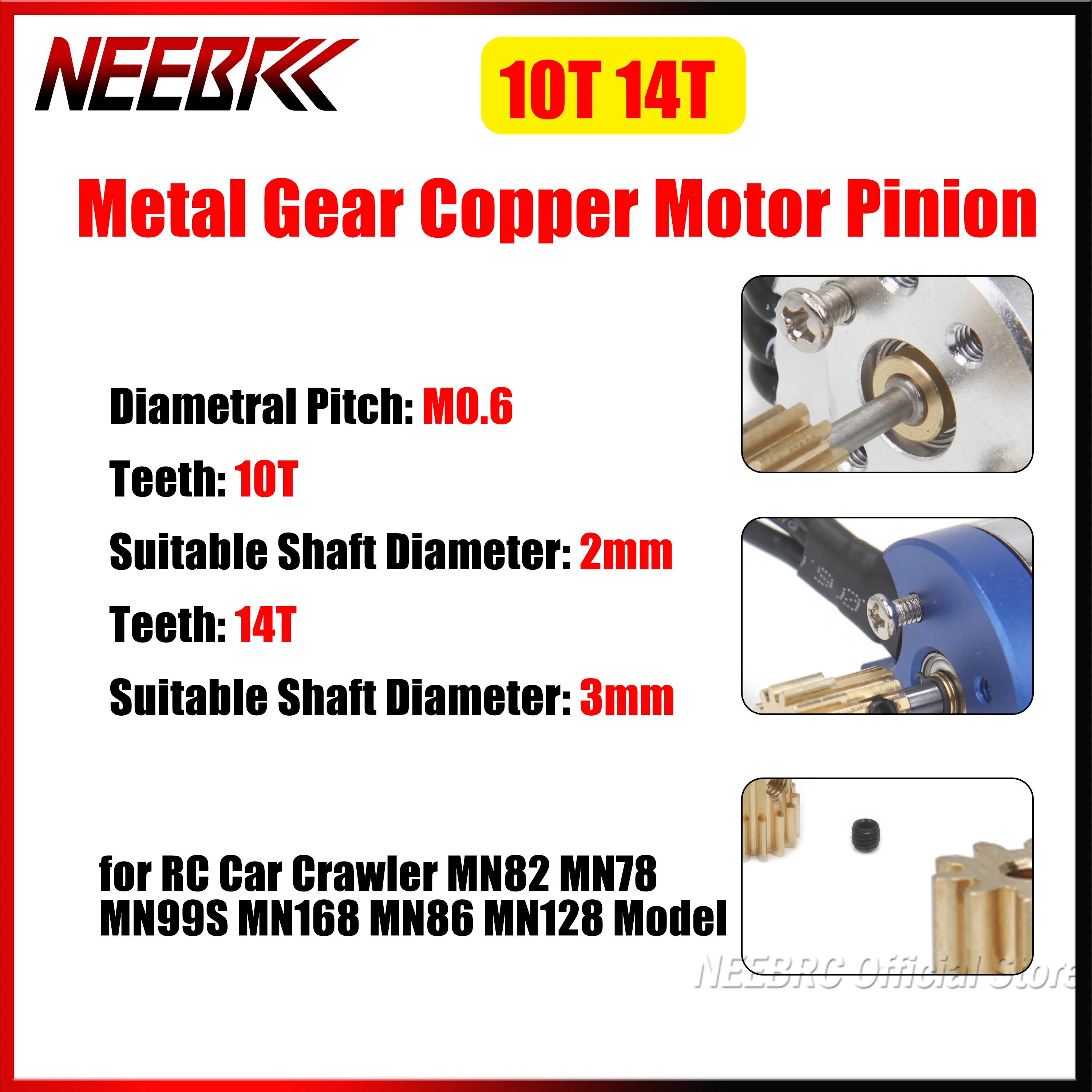 1/5/10 PCS 10T 14T Metal Gear Copper Motor Pinion for RC Car Crawler MN82 MN78 MN99S MN168 MN86 MN128 Model Vehicle Accessories